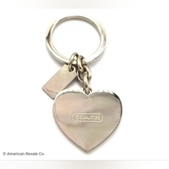 Vintage Large COACH Neon Pink Heart Signature Keychain Purse Charm bag tag - Picture 5 of 7